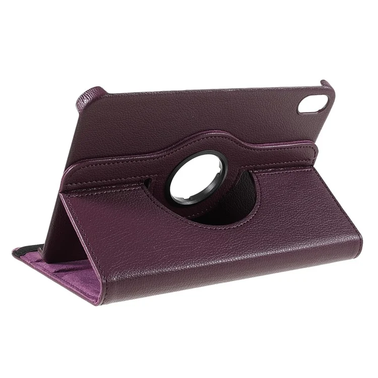 360 Degree Swiveling Stand Litchi Texture Leather Shock-Resistant Protective Tablet Case Cover for iPad mini 6 (2021) - Purple