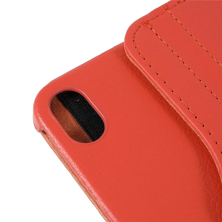 Étui de protection en cuir à texture de peau de litchi et à rotation à 360 degrés pour iPad mini (2024) / mini (2024) / mini (2021) - Orange