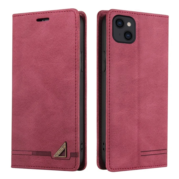 Gq. Utrobe 008 Serie Drop-resistant RFID Blockierende Leder Telefon Auto-absorbiertes Muschelkoffer Für Iphone 13 6,1 Zoll - Weinrot