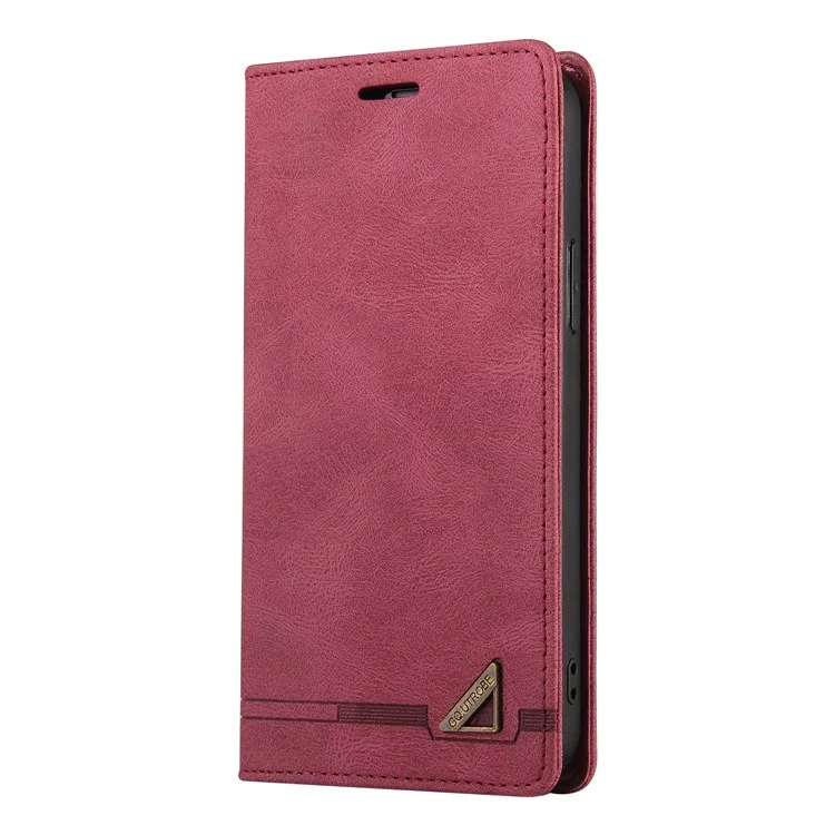 Gq. Utrobe 008 Serie Drop-resistant RFID Blockierende Leder Telefon Auto-absorbiertes Muschelkoffer Für Iphone 13 6,1 Zoll - Weinrot