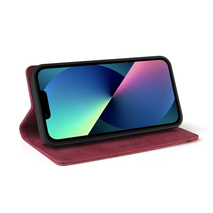 Gq. Utrobe 008 Serie Drop-resistant RFID Blockierende Leder Telefon Auto-absorbiertes Muschelkoffer Für Iphone 13 6,1 Zoll - Weinrot
