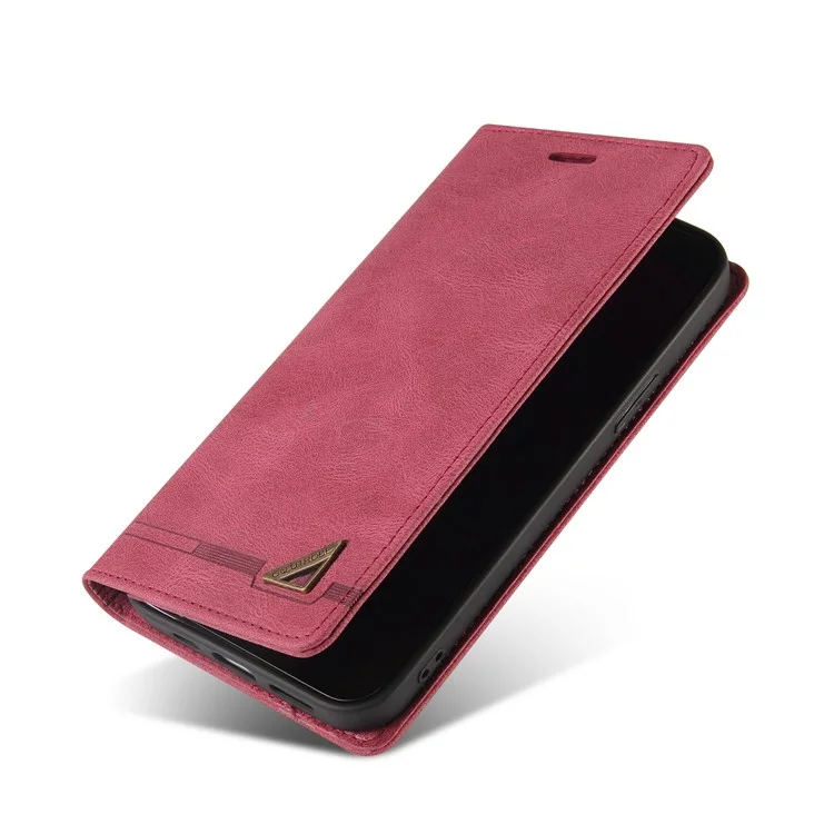 Gq. Utrobe 008 Serie Drop-resistant RFID Blockierende Leder Telefon Auto-absorbiertes Muschelkoffer Für Iphone 13 6,1 Zoll - Weinrot