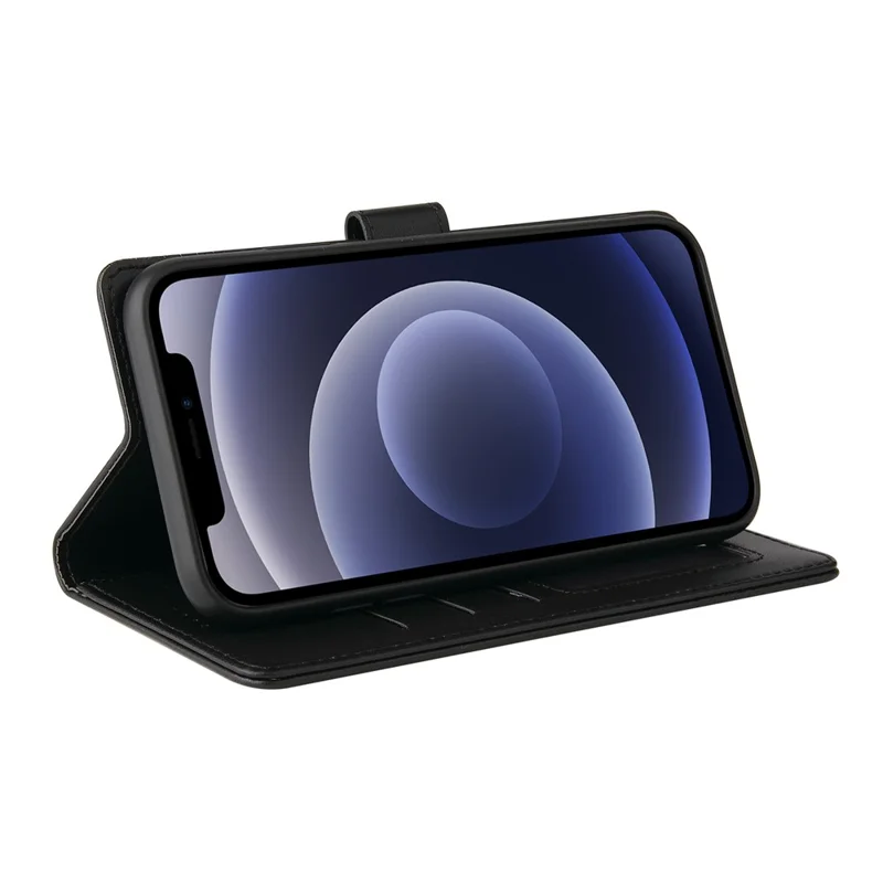 GQ.UTROBE Seria 009, etui-portfel z pełną ochroną z kory krowiej na telefon iPhone 12 Pro / iPhone 12 6,1 cala – Czarny