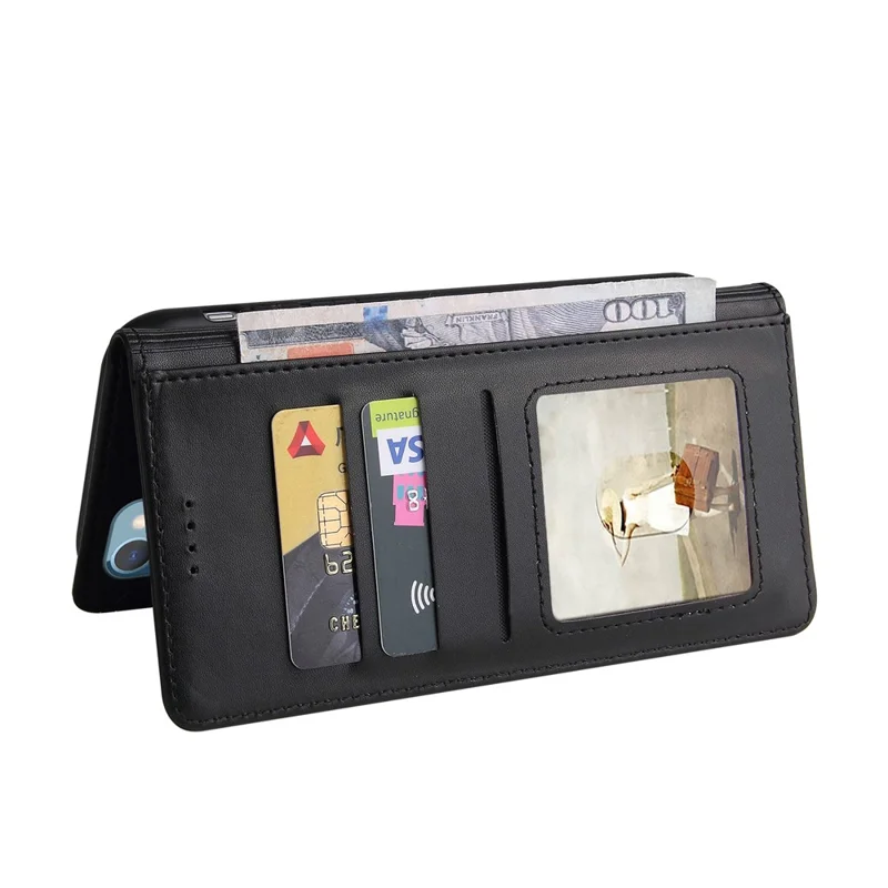 GQ.UTROBE Seria 009, etui-portfel z pełną ochroną z kory krowiej na telefon iPhone 12 Pro / iPhone 12 6,1 cala – Czarny