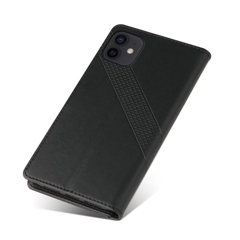 GQ.UTROBE Seria 009, etui-portfel z pełną ochroną z kory krowiej na telefon iPhone 12 Pro / iPhone 12 6,1 cala – Czarny