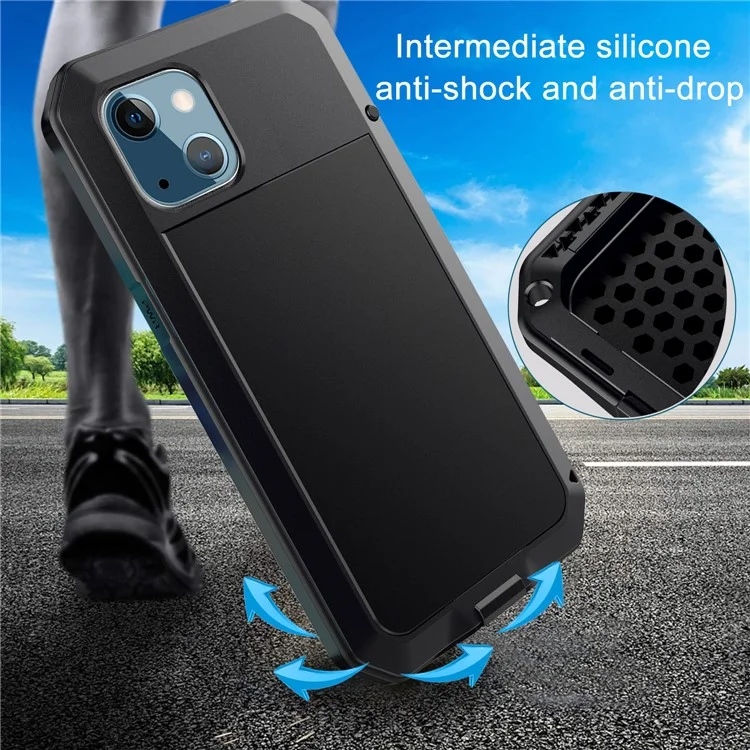 Tank Series 360 Degree Full-body Protection Heavy Duty Sturdy Hybrid Case with Built-in Tempered Glass Film Designed for iPhone 13 6.1 inch - Black