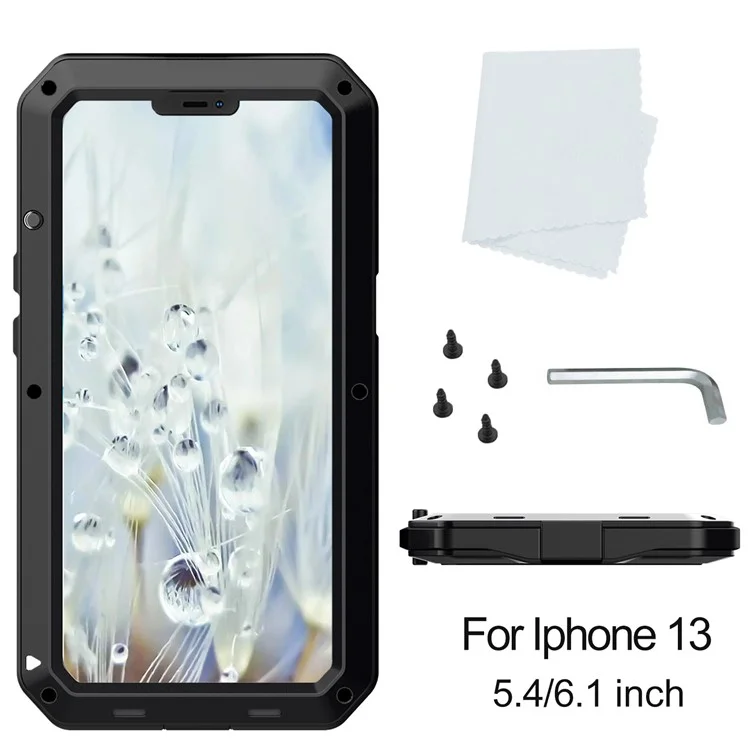 Tank Series 360 Degree Full-body Protection Heavy Duty Sturdy Hybrid Case with Built-in Tempered Glass Film Designed for iPhone 13 6.1 inch - Black