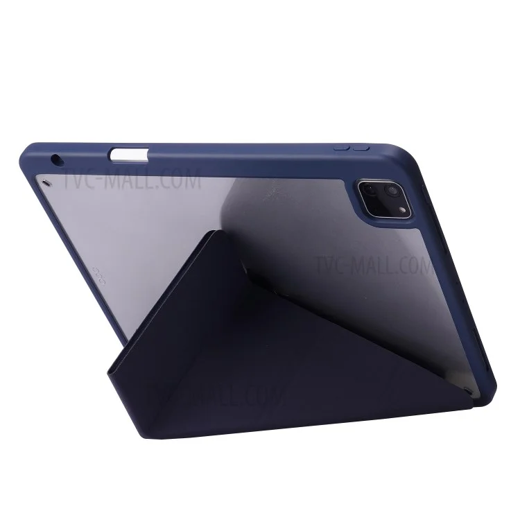 Auto Wake / Sleep PU Leather + Acrylic Deformable Stand Tablet Case Cover for iPad Pro 11 (2022) /  (2021) / (2020) - Dark Blue