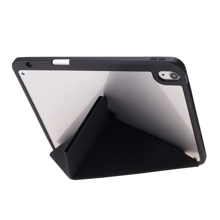 Auto Wake/Sleep Origami Stand Acryl + PU Leder Tablet Deckschale Für Ipad Air (2020)/luft (2022) - Schwarz