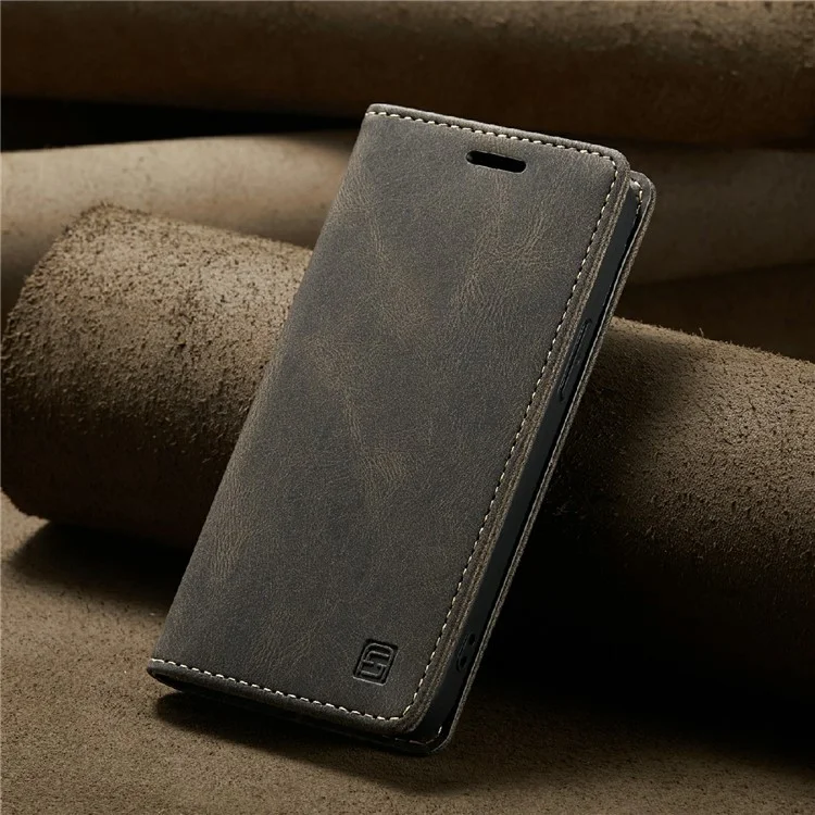 AUTSPACE A01 Serie Premium Retro Mate Matte PU Leather Willet Stand Cover Con Función de Bloqueo RFID Para Iphone 13 Mini 5.4 Pulgadas - Marrón