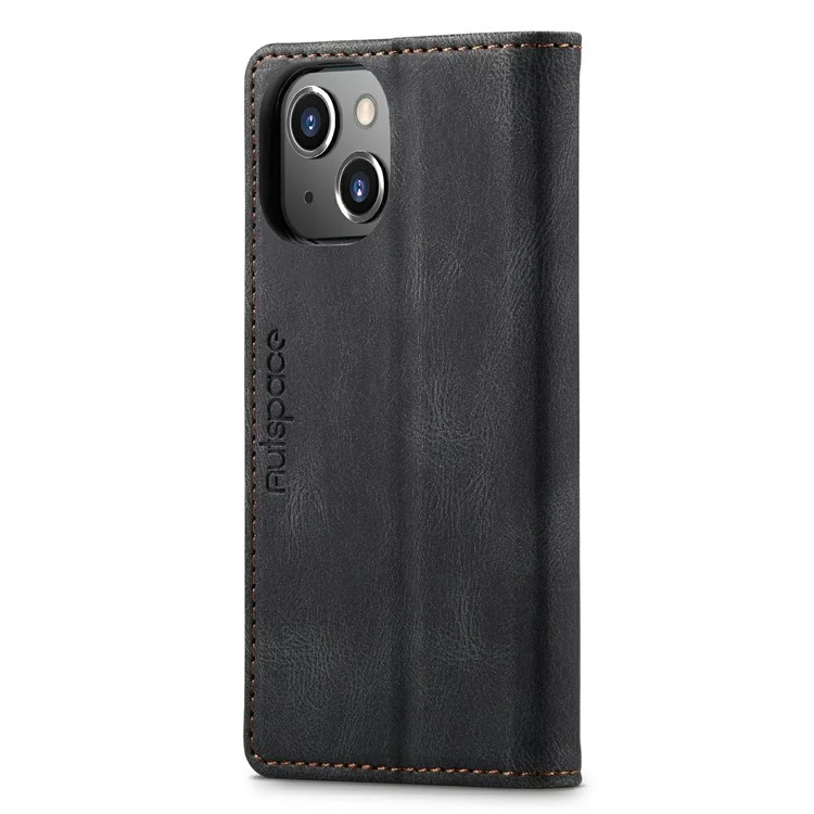 AUTSPACE A01 Series Premium Retro Matte PU Leather Wallet Flip Stand Cover with RFID Blocking Function for iPhone 13 mini 5.4 inch - Black