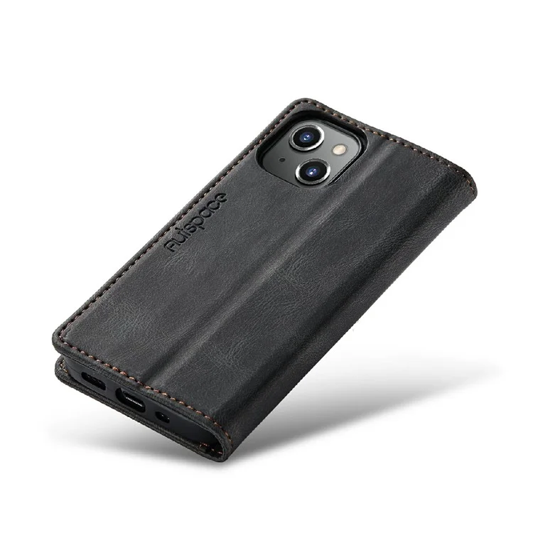 AUTSPACE A01 Series Premium Retro Matte PU Leather Wallet Flip Stand Cover with RFID Blocking Function for iPhone 13 mini 5.4 inch - Black