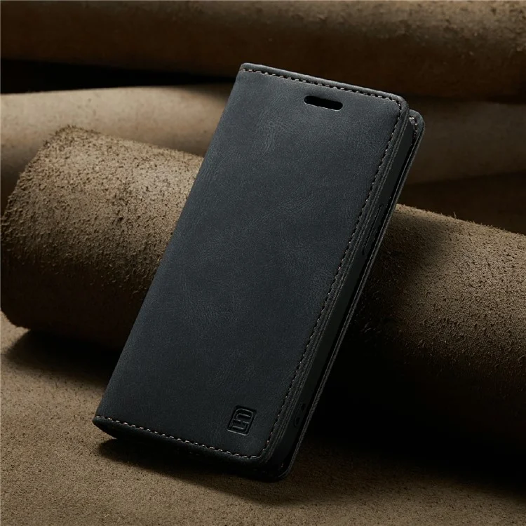 AUTSPACE A01 Series Premium Retro Matte PU Leather Wallet Flip Stand Cover with RFID Blocking Function for iPhone 13 mini 5.4 inch - Black