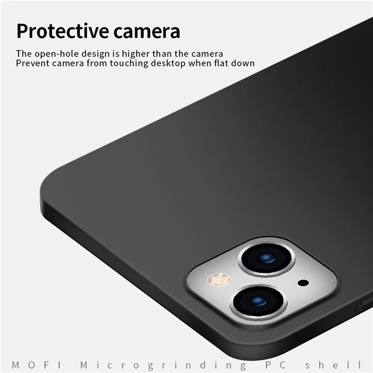 MOFI Schild Slim Frosted Finish Surface Hard Plastic Cell Phone Back Case Protektor für iPhone 13 6.1 Zoll - Schwarz