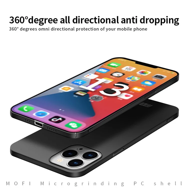 MOFI Shield Slim Acabado Esmerilado Carcasa Rígida de Plástico para Teléfono Celular Protector para iPhone 13 Pro 6.1 pulgadas - Negro