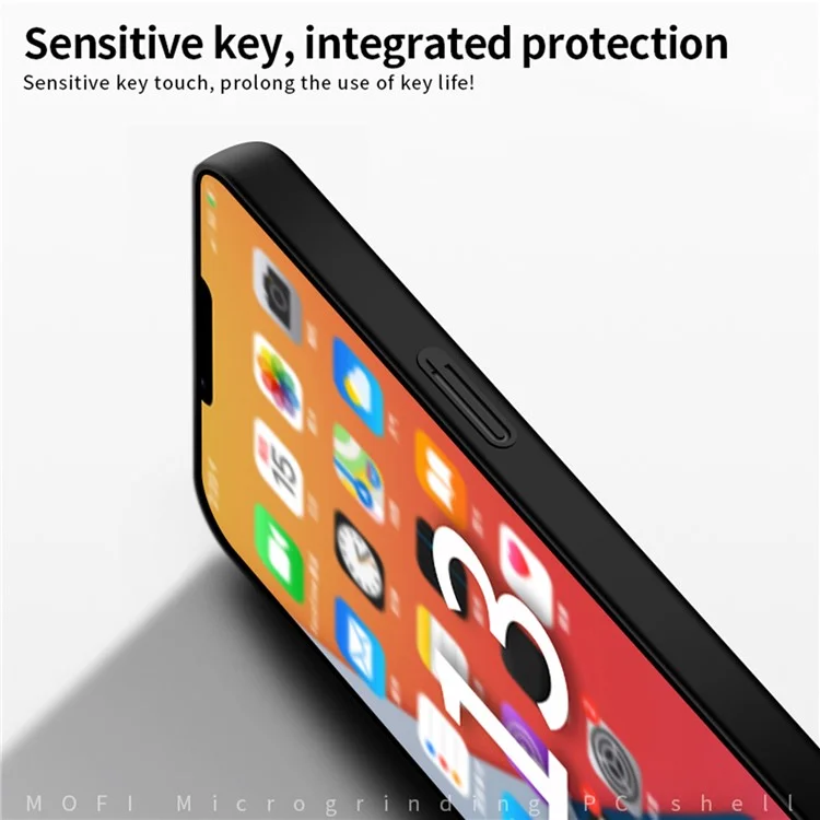 MOFI Shield Slim Frosty Acabado Superficie Rígida Plástica Caso Protector del Teléfono Celular para iPhone 13 mini 5.4 pulgadas - Negro