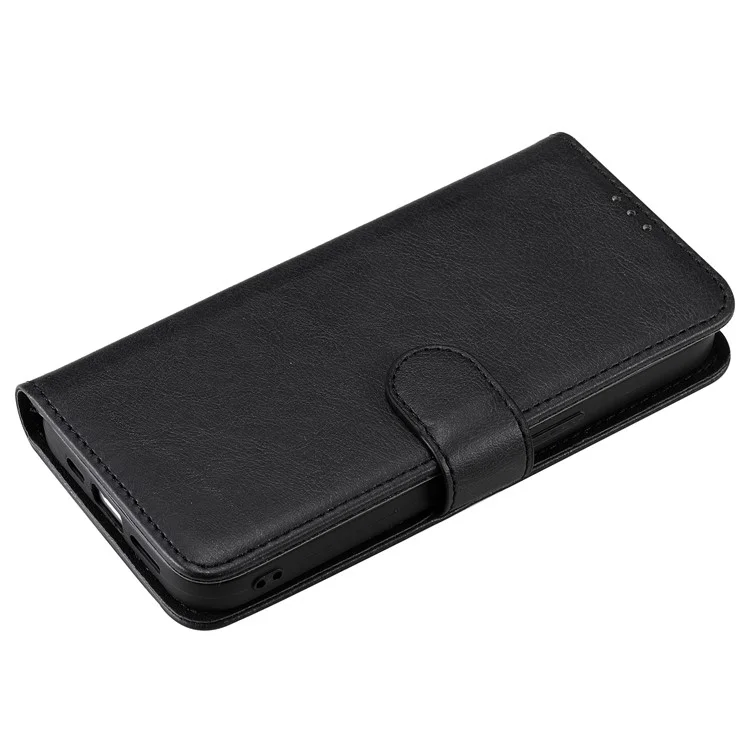 KT Leather Series-3 Custodia Staccabile 2-in-1 Design Wallet Stand Design PU Leather+TPU per iPhone 13 6.1 pollici - Nero