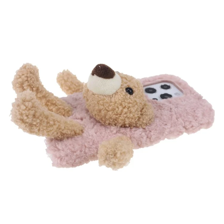 Pelúcia de Coelho Furry Bear Plush Doll Capa de Telefone Macia TPU Protetora para iPhone 13 Pro 6.1 polegadas - Urso