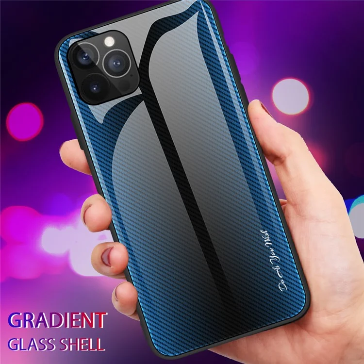 Conception de Texture en Fibre de Carbone Back en Verre Trempé + TPU Edge Hybrid Cell Telephone Case Pour Iphone 13 Pro 6.1 Pouces - le Noir
