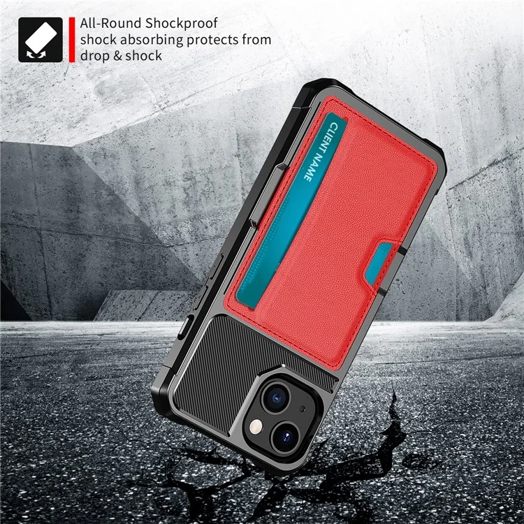 ZM02 PU Кожаная Кожаная Крышка TPU Hybrid Case Holder Shell Для Iphone 13 Mini 5,4 Дюйма - Красный