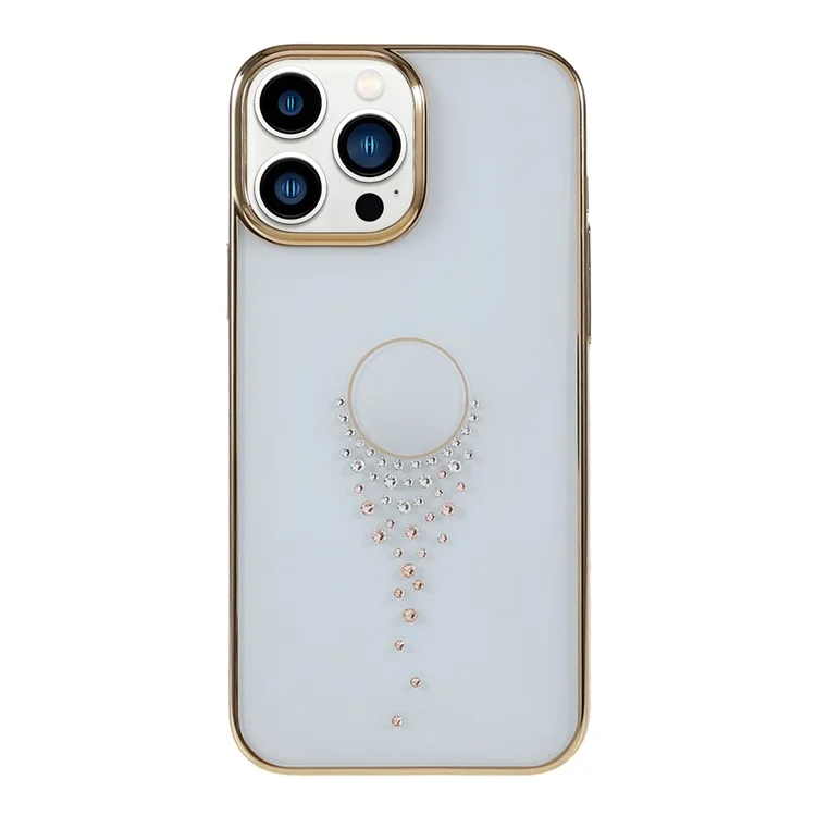 KINGXBAR Starry Series Clearly Rhinestone Decoration Phone Cover Electroplated Laser Carving Phone Case for iPhone 13 Pro Max 6.7 inch - Teardrop