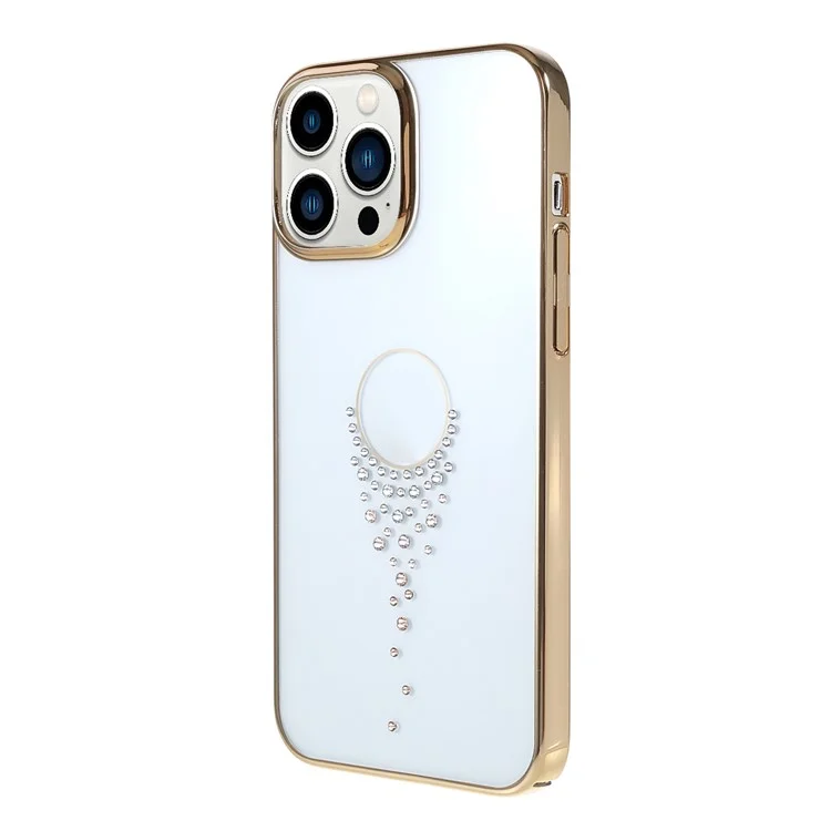 KINGXBAR Starry Series Clearly Rhinestone Decoration Phone Cover Electroplated Laser Carving Phone Case for iPhone 13 Pro Max 6.7 inch - Teardrop