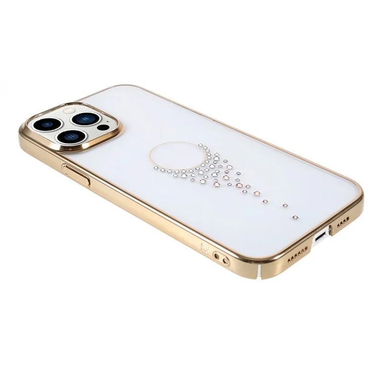 KINGXBAR Starry Series Clearly Rhinestone Decoration Phone Cover Electroplated Laser Carving Phone Case for iPhone 13 Pro Max 6.7 inch - Teardrop