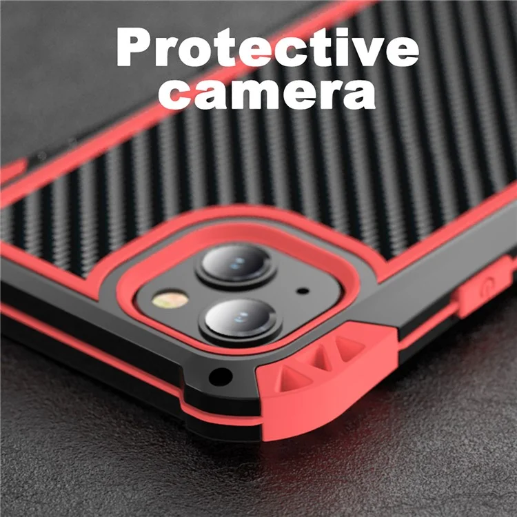 R-JUST AMIRA Four Corner Airbags Anti Fall Hybrid Case Phone Protective Cover for iPhone 13 mini 5.4 inch - Black / Red