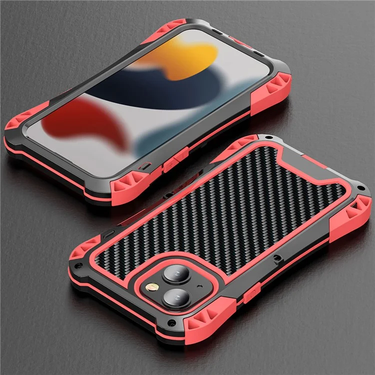 R-JUST AMIRA Four Corner Airbags Anti Fall Hybrid Case Phone Protective Cover for iPhone 13 mini 5.4 inch - Black / Red