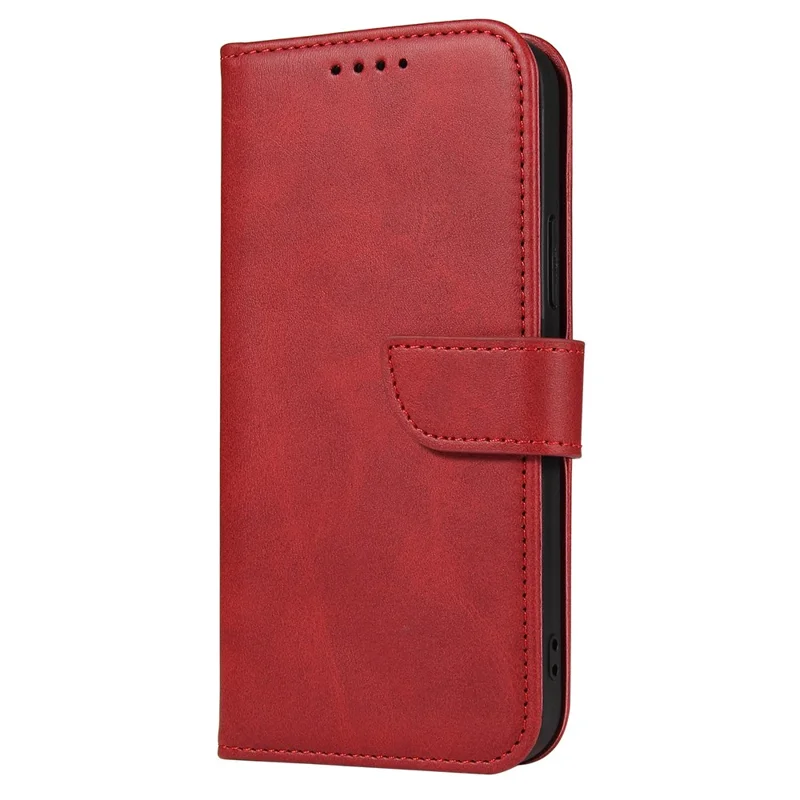Quality PU Leather + TPU Phone Case Wallet Design Phone Cover for iPhone 13 6.1 inch - Red