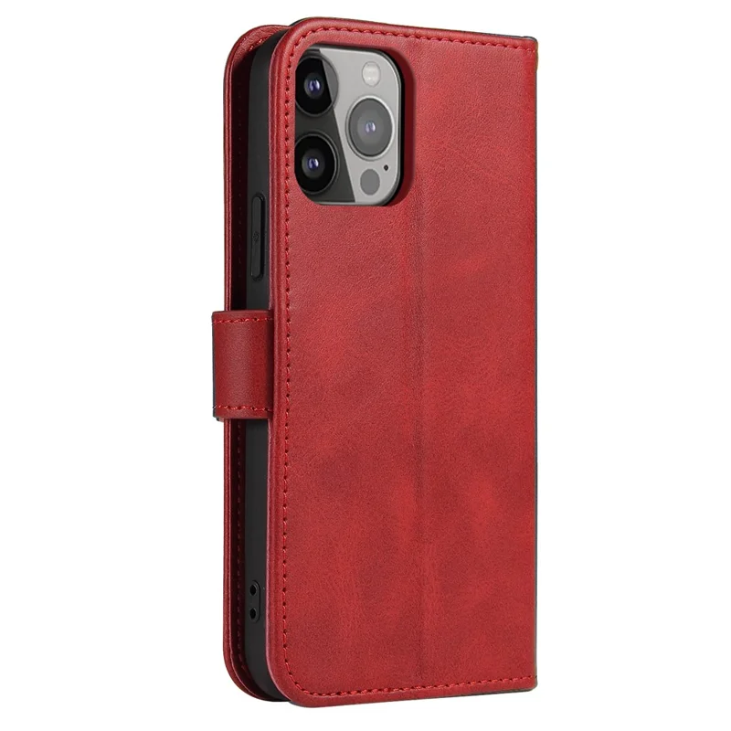 Quality PU Leather + TPU Phone Case Wallet Design Phone Cover for iPhone 13 6.1 inch - Red