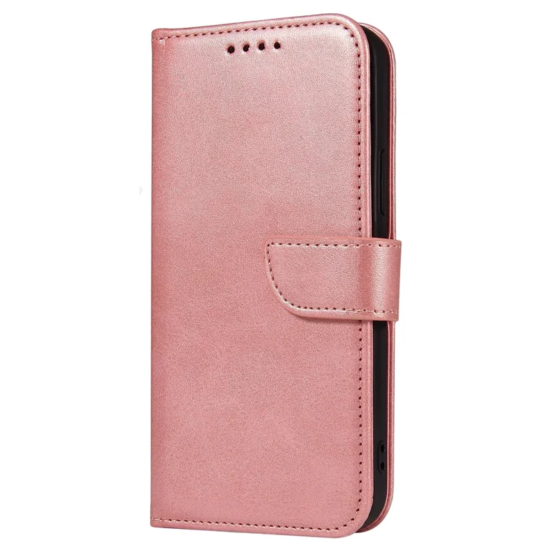 Quality PU Leather + TPU Phone Case Wallet Design Phone Cover for iPhone 13 6.1 inch - Rose Gold