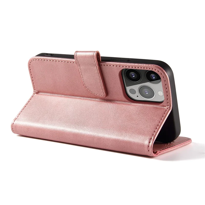 Quality PU Leather + TPU Phone Case Wallet Design Phone Cover for iPhone 13 6.1 inch - Rose Gold