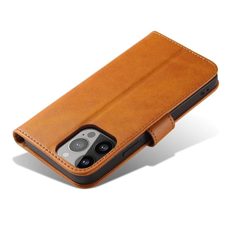 Quality PU Leather + TPU Phone Case Wallet Design Phone Cover for iPhone 13 6.1 inch - Light Brown