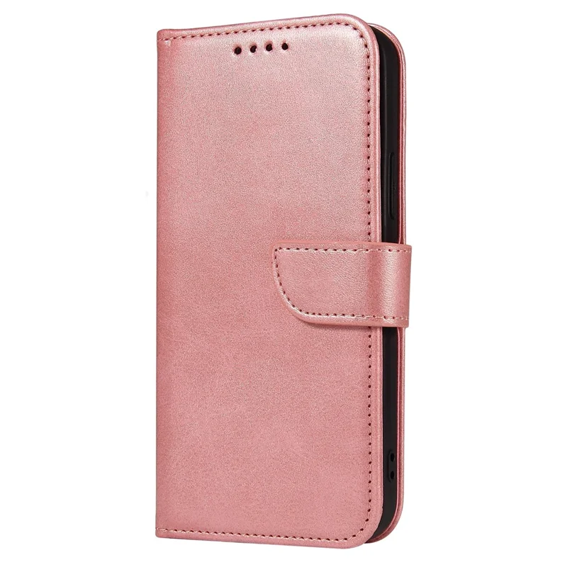 PU Leather Wallet Stand Phone Case Magnetic Design Phone Cover for iPhone 13 mini 5.4 inch - Rose Gold
