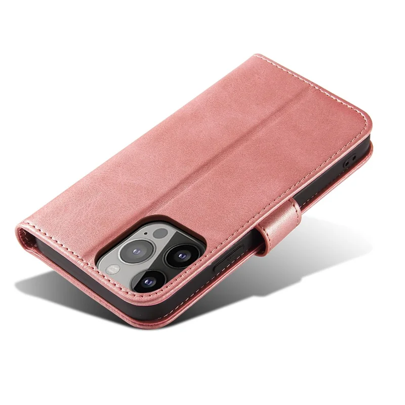 PU Leather Wallet Stand Phone Case Magnetic Design Phone Cover for iPhone 13 mini 5.4 inch - Rose Gold