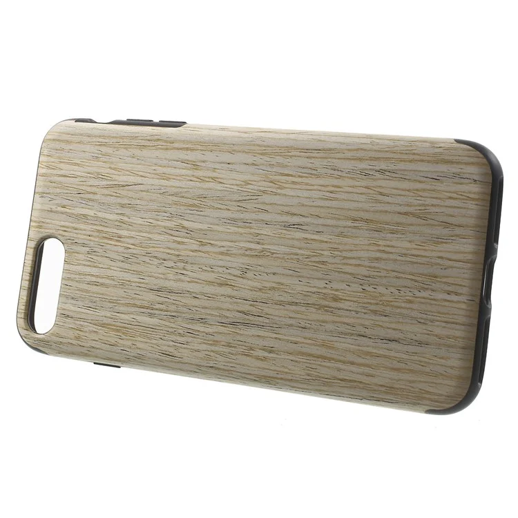 Wood Grain Leather Coated Soft TPU Case for iPhone 7 Plus 5.5 inch / 8 Plus - Beige