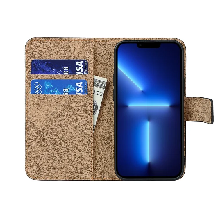 Véritable Cuir Protector Portefeuille Portefeuille Carte Slot Stand Case De Téléphone Pour IPhone 13 Mini 5.4 Pouce