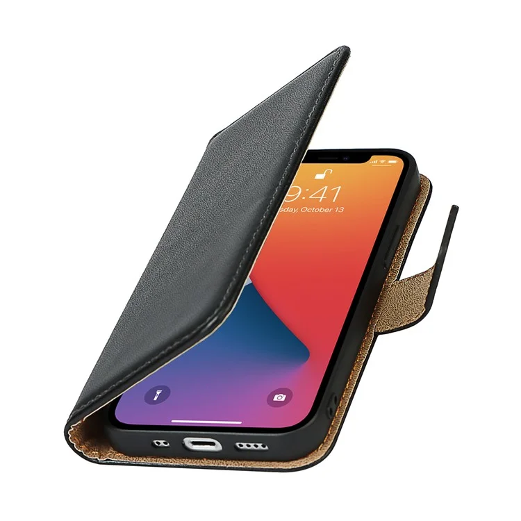 Véritable Cuir Protector Portefeuille Portefeuille Carte Slot Stand Case De Téléphone Pour IPhone 13 Mini 5.4 Pouce