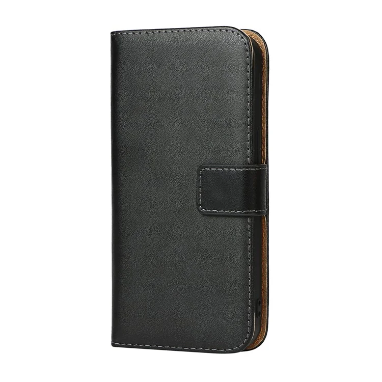 Genuine Leather Anti-Scratch Phone Cover Dust-Proof Stand Phone Case with Wallet for iPhone 13 6.1 inch