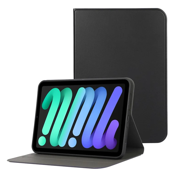 Funda protectora para iPad mini (2024) / mini (2021), cubierta de tableta de cuero PU con función de encendido/apagado automático y soporte - Negro