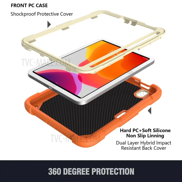 Color Splicing Butterfly Shape Kickstand Tablet Protective Case Cover with Shoulder Strap for iPad mini (2024) / mini (2021) - Beige / Orange