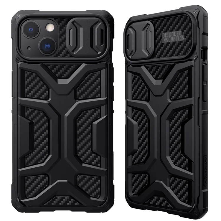 NILLKIN Adventurer Custodia rigida antiscivolo per telefono TPU+PC Custodia protettiva per iPhone 13 6.1 pollici - Nero 