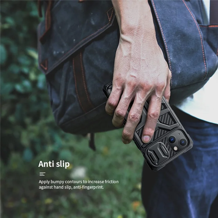 NILLKIN Adventurer Custodia rigida antiscivolo per telefono TPU+PC Custodia protettiva per iPhone 13 6.1 pollici - Nero 