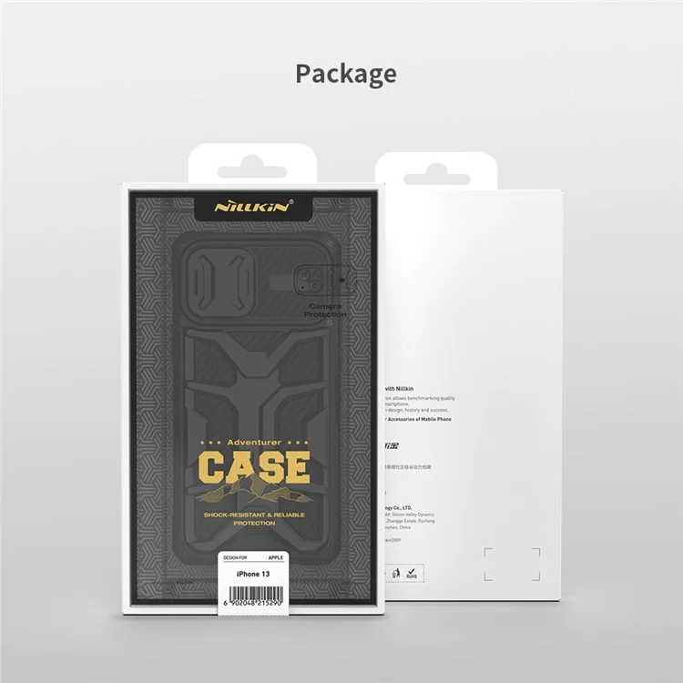 NILLKIN Adventurer Custodia rigida antiscivolo per telefono TPU+PC Custodia protettiva per iPhone 13 6.1 pollici - Nero 