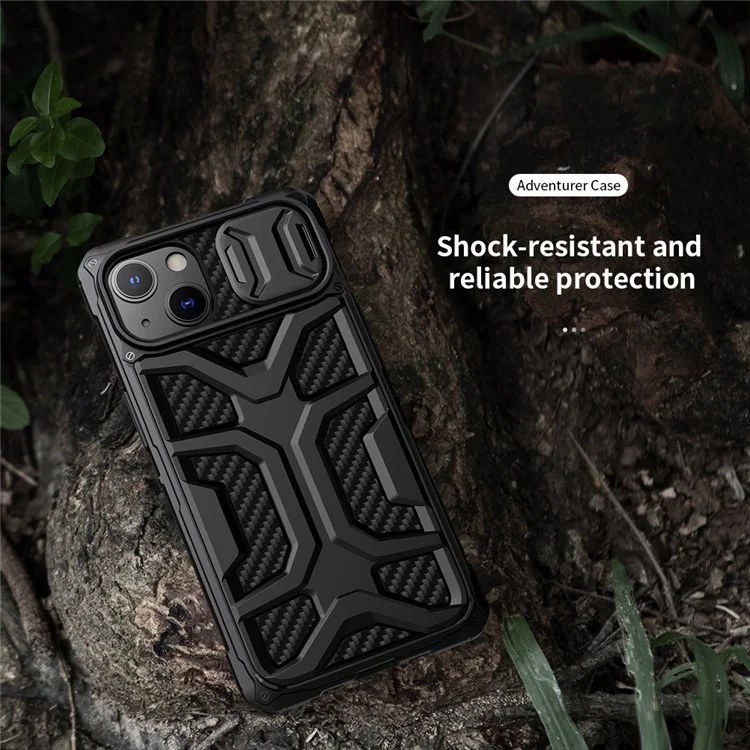 NILLKIN Adventurer Custodia rigida antiscivolo per telefono TPU+PC Custodia protettiva per iPhone 13 6.1 pollici - Nero 