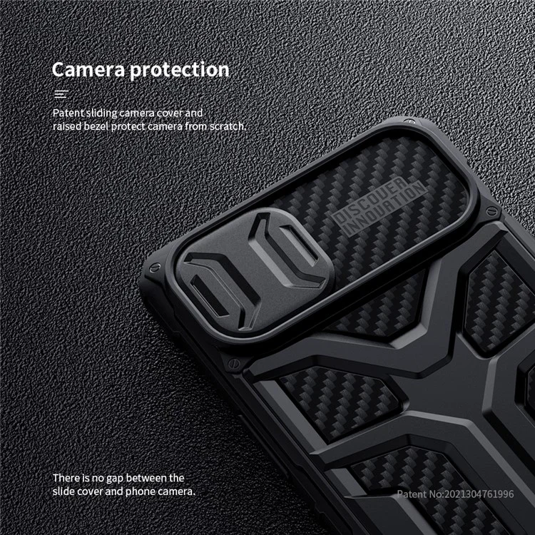 NILLKIN Adventurer Custodia rigida antiscivolo per telefono TPU+PC Custodia protettiva per iPhone 13 6.1 pollici - Nero 