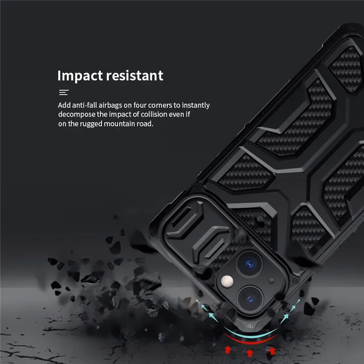 NILLKIN Adventurer Custodia rigida antiscivolo per telefono TPU+PC Custodia protettiva per iPhone 13 6.1 pollici - Nero 