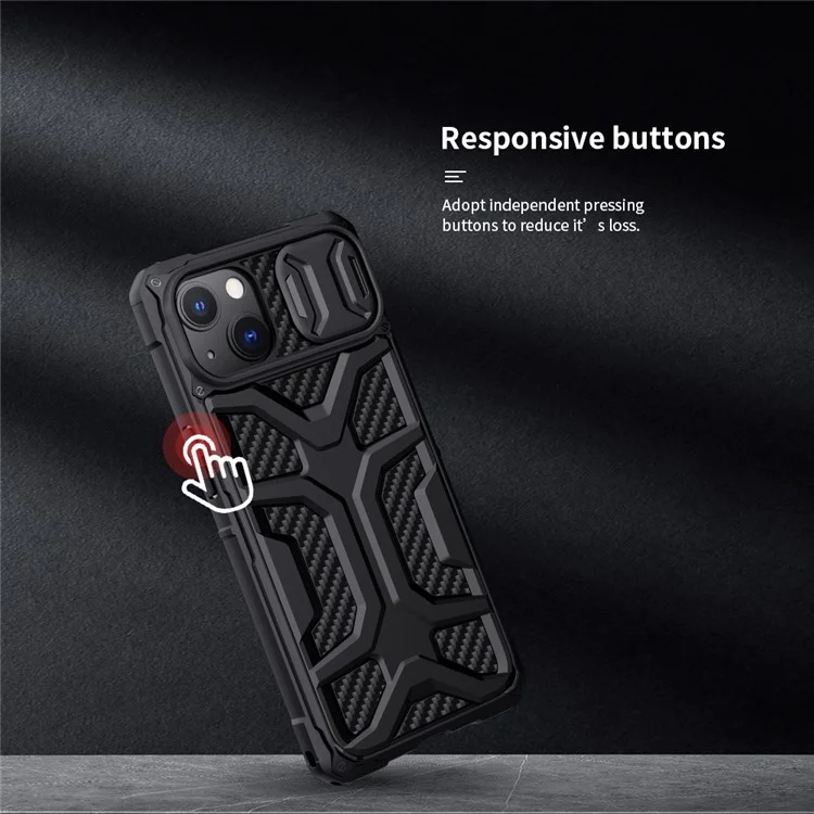 NILLKIN Adventurer Custodia rigida antiscivolo per telefono TPU+PC Custodia protettiva per iPhone 13 6.1 pollici - Nero 