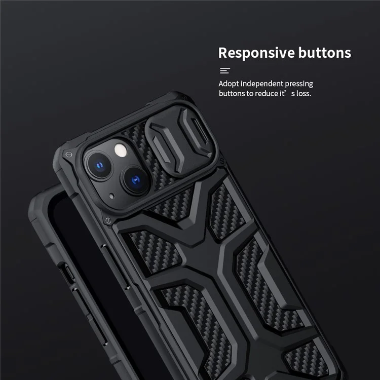 NILLKIN Adventurer Custodia rigida antiscivolo per telefono TPU+PC Custodia protettiva per iPhone 13 6.1 pollici - Nero 